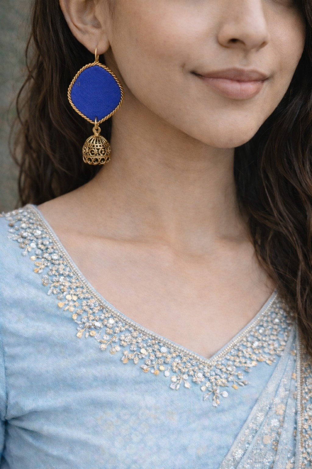 Yellow and Blue Earing Handmade 1