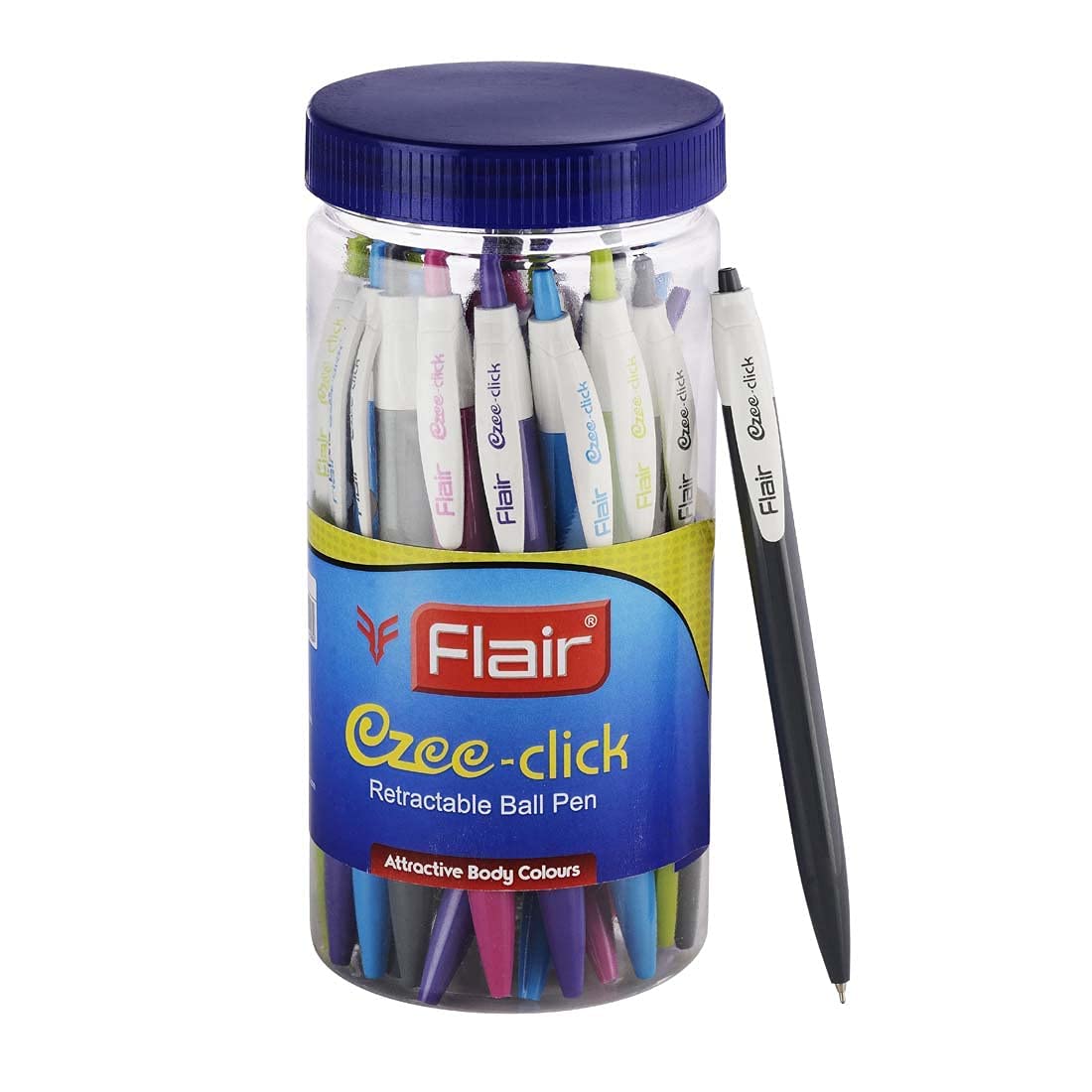 FLAIR Ezee Click Jar Of Ball Pen (Pack of 25, Ink Color - Blue)4