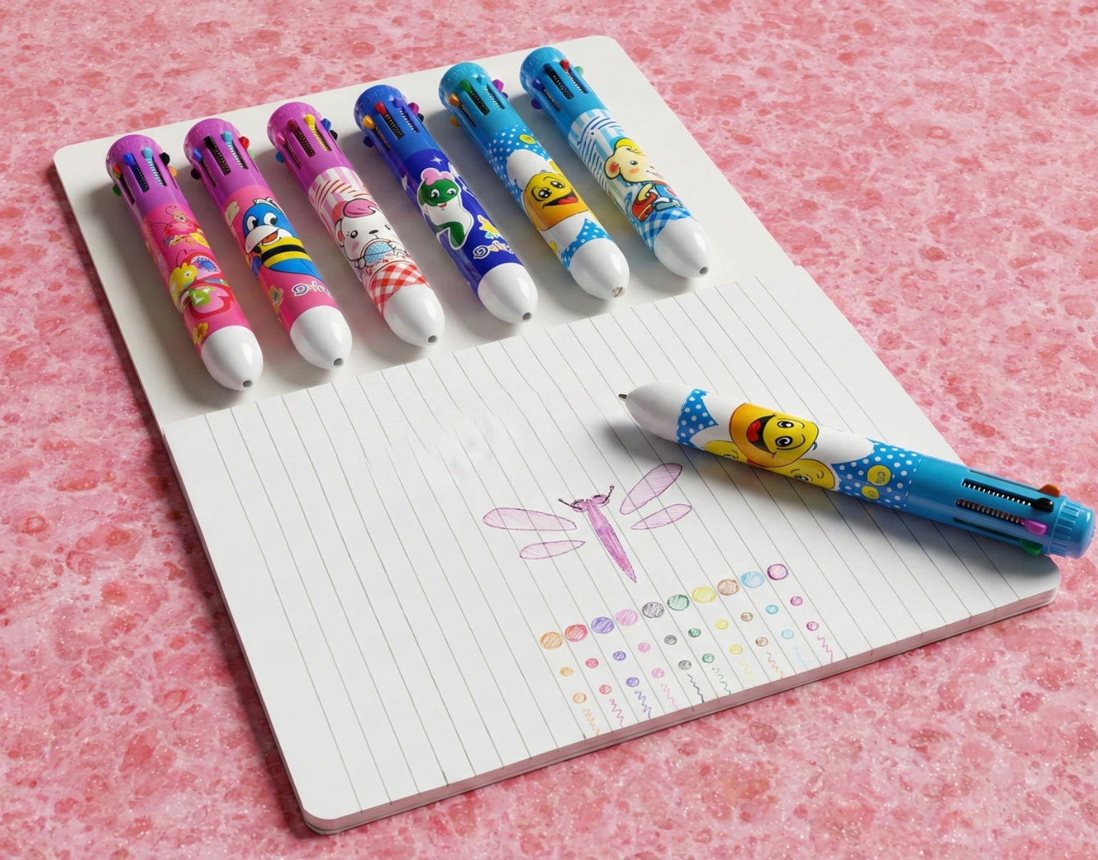 Fancy 10-in-1 Pens For School Kids Round Shaped Colours Pencils1
