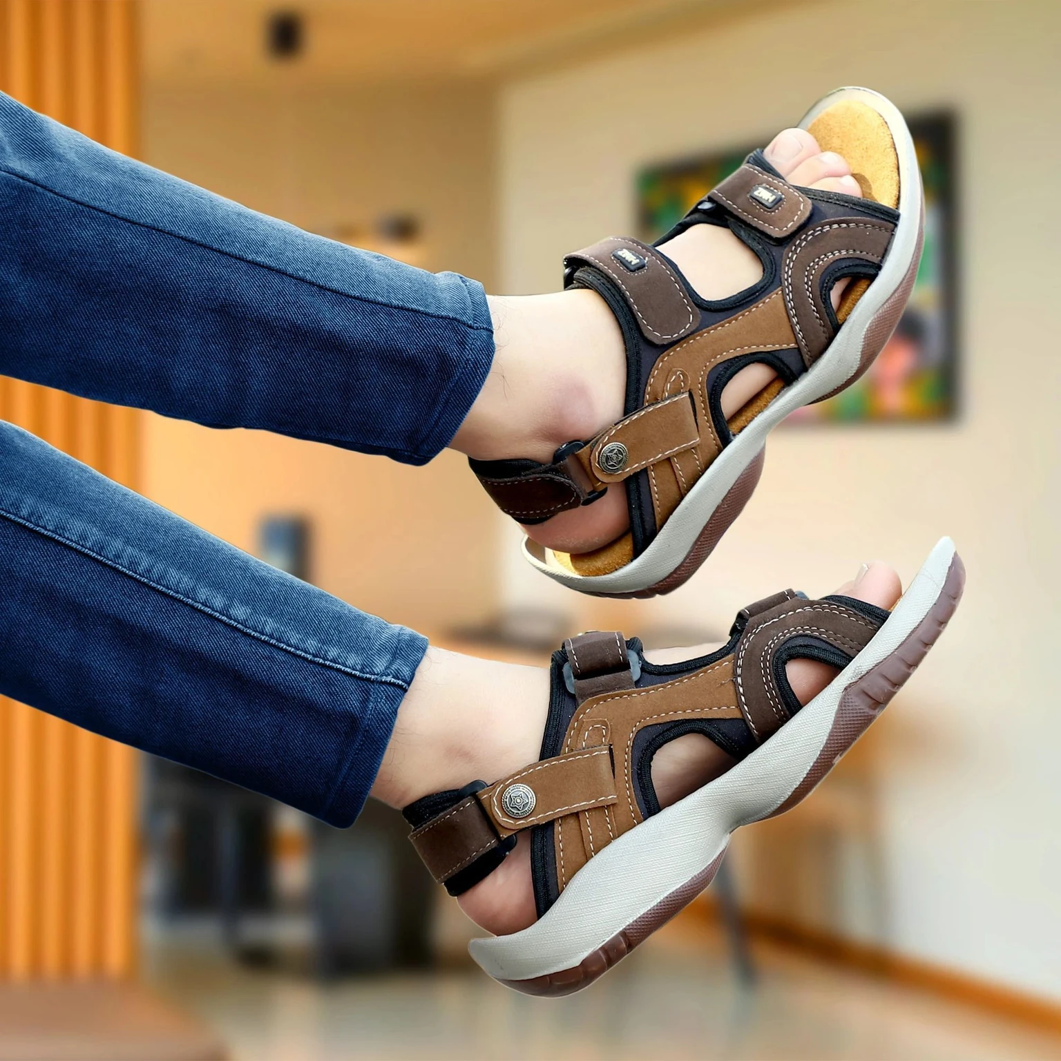 HRW Men Sandal (Tan , 10)5