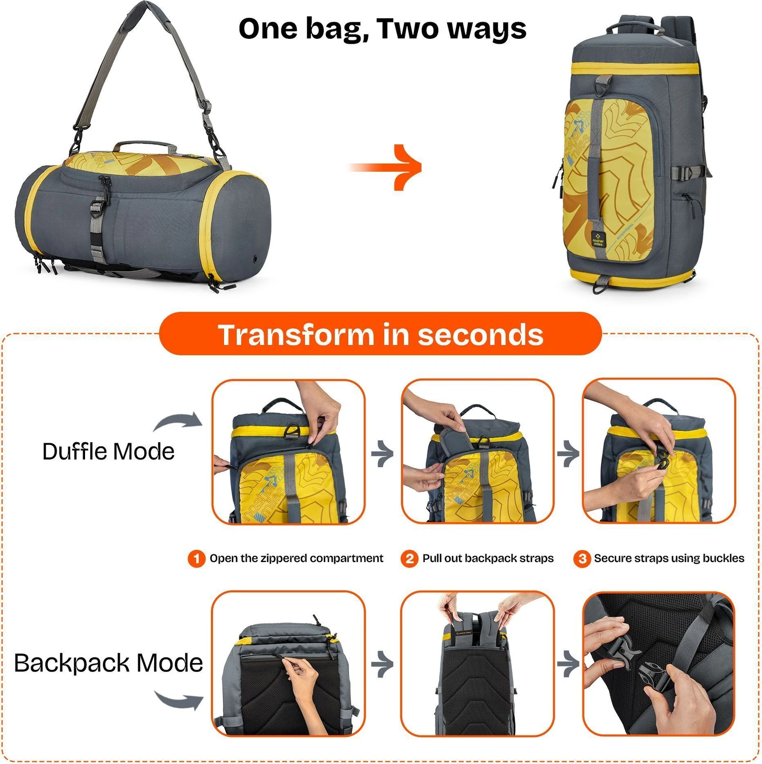 Hunter Rucksack Duffle Carry-On Travel Backpack with Shoe Compartment Rucksack 4