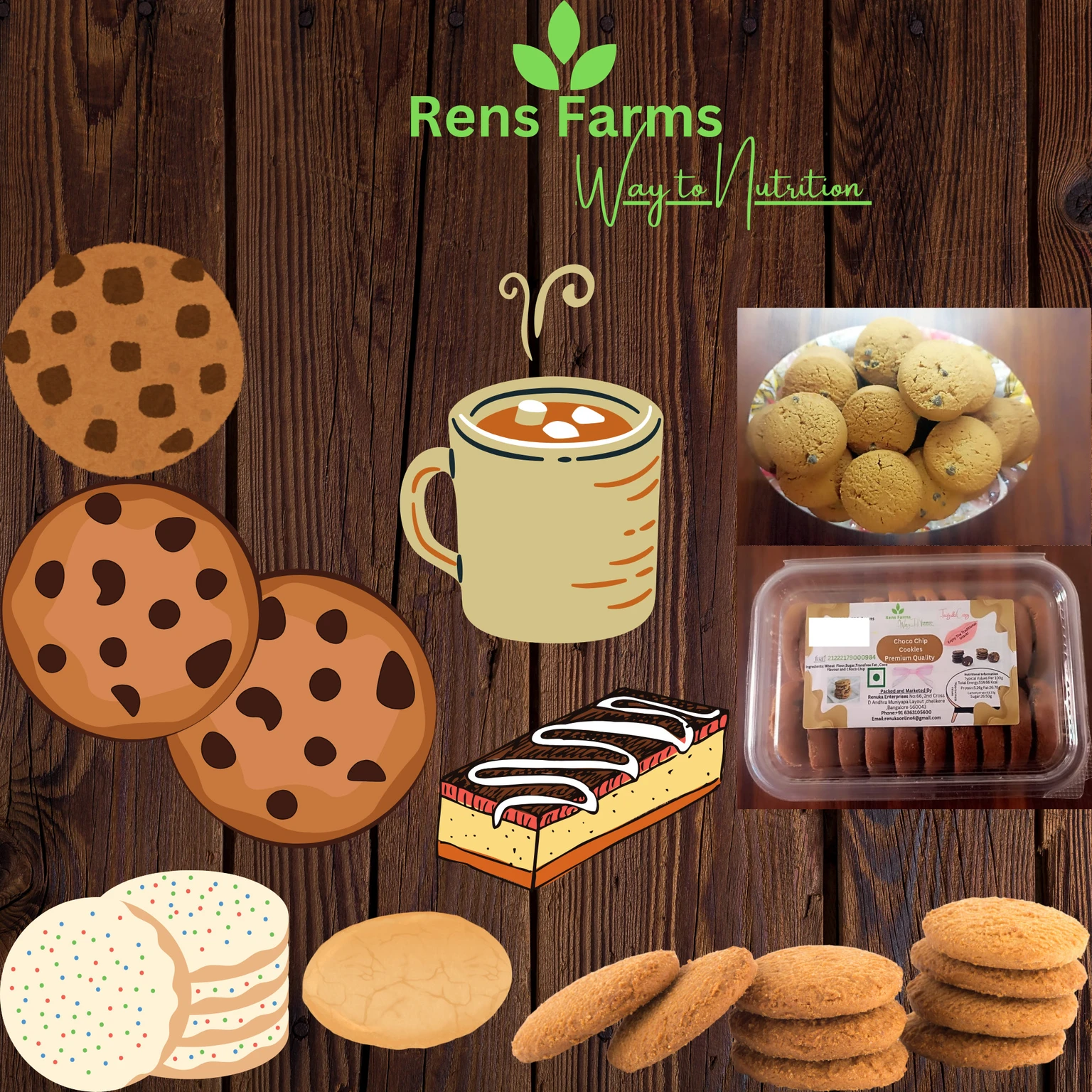Rens Farms Baked Delight Hand Rolled Premium Milk Cookies Biscuit (250 g)5