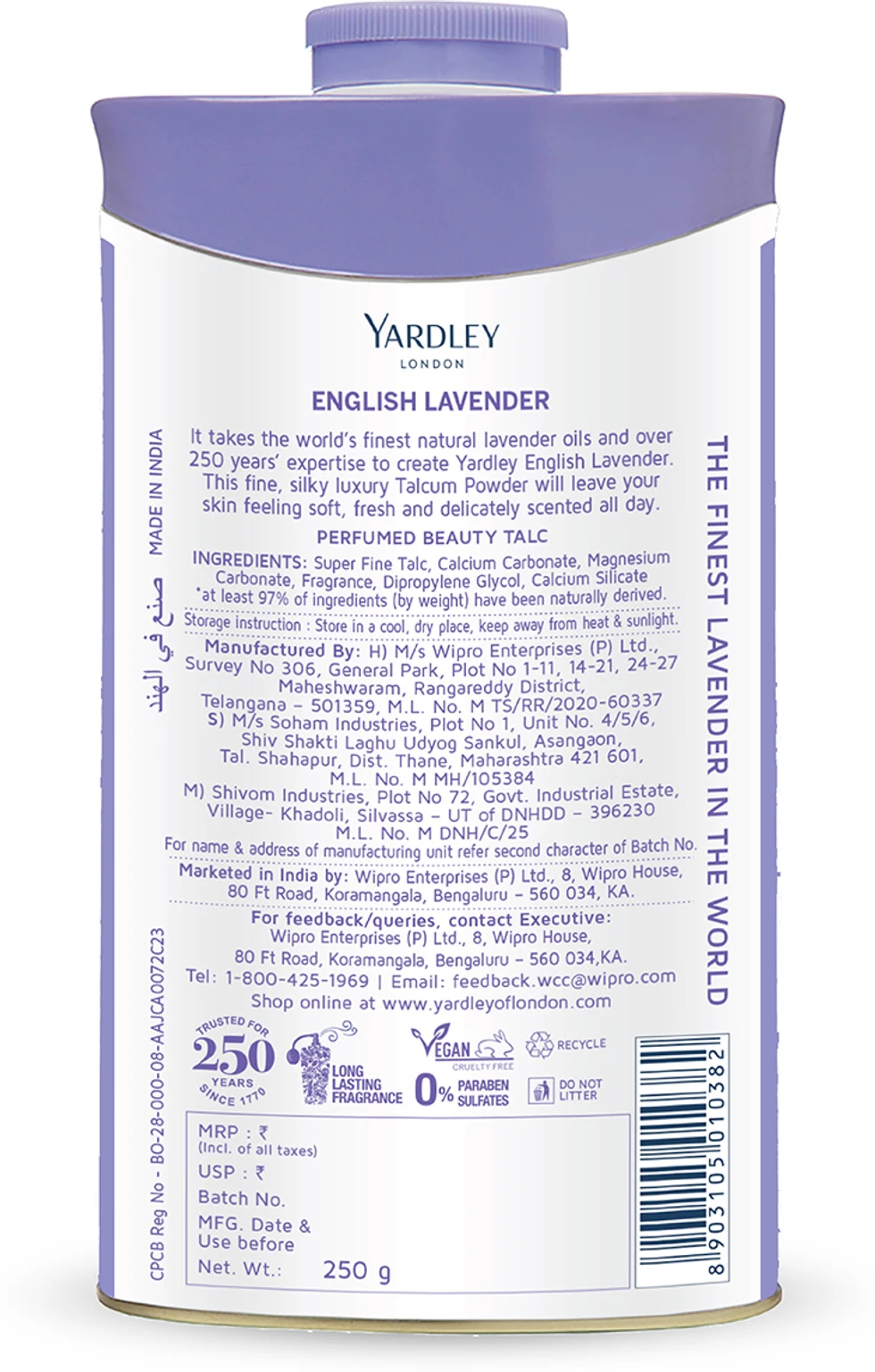 Yardley London English Lavender Perfumed Talcum Powder2