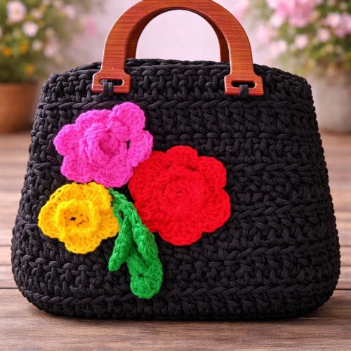 Black Garden Macrame Bag