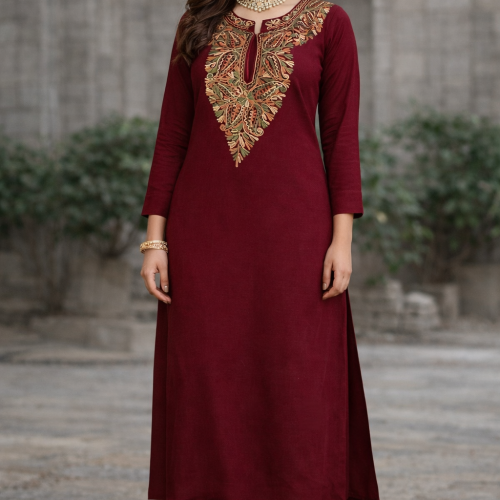 Maroon elegance in traditional attire